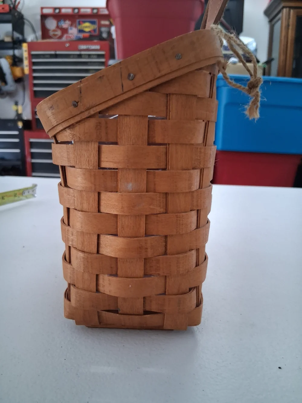 Longaberger 2006 Handwoven Basket,protector with Decorative Church Tie On